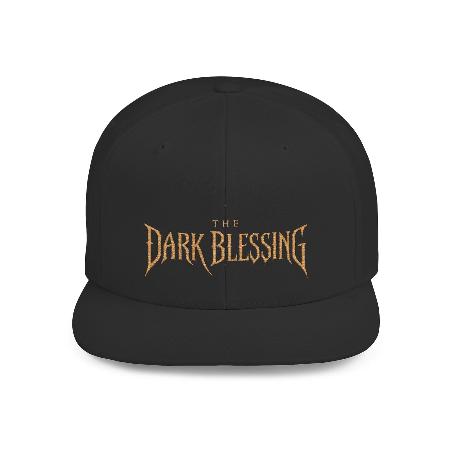 Flat Bill Snapback Hat — "Dark Blessing" Gothic Embroidered Cap